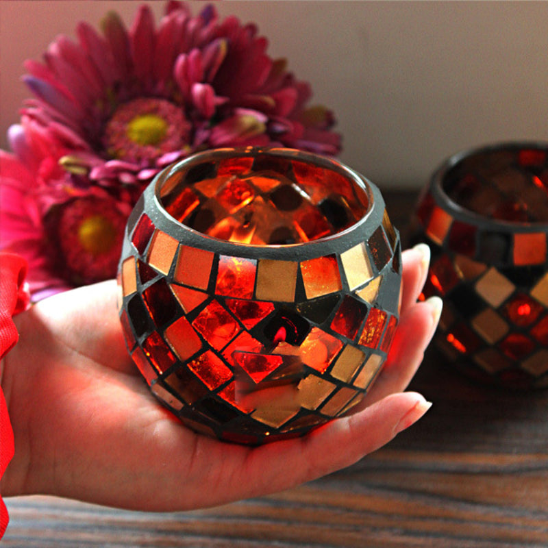 Hjemix | Europeisk Retro Glass Mosaic Tealight Holder