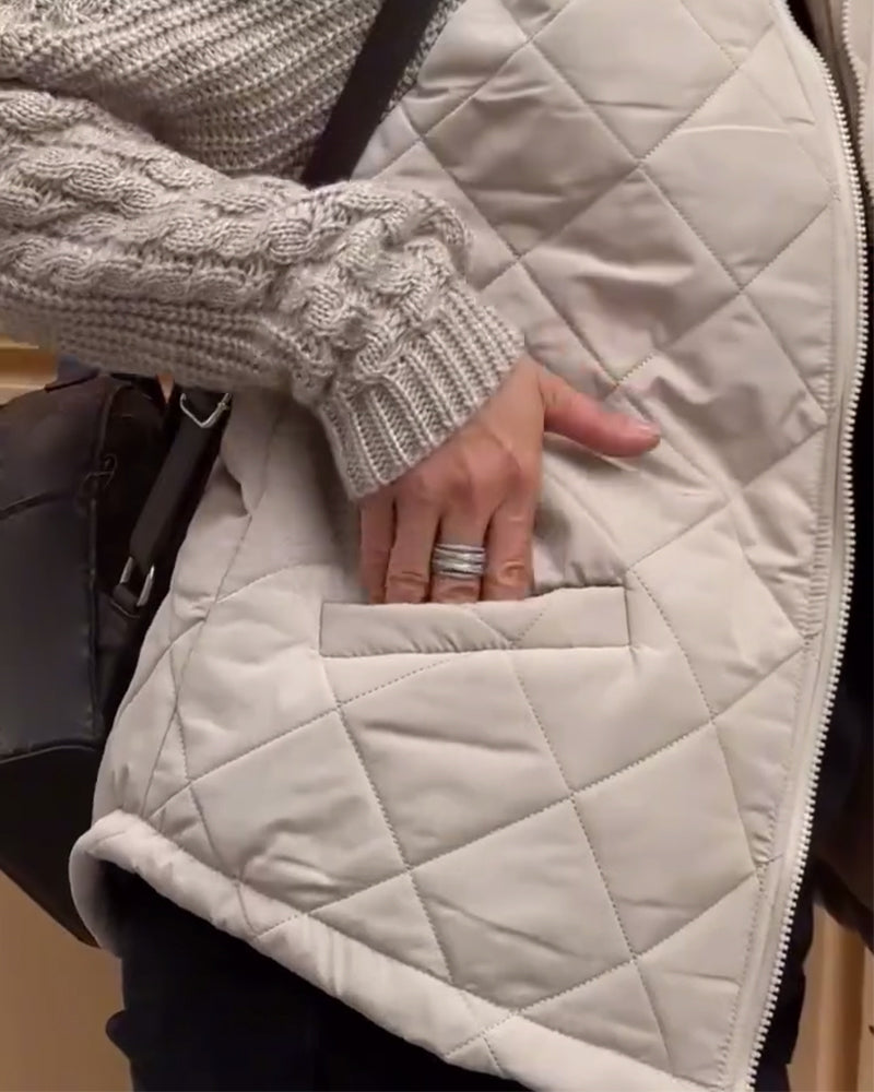 Hjemix | Solid Color Høy Krage Glidelås Kåpe