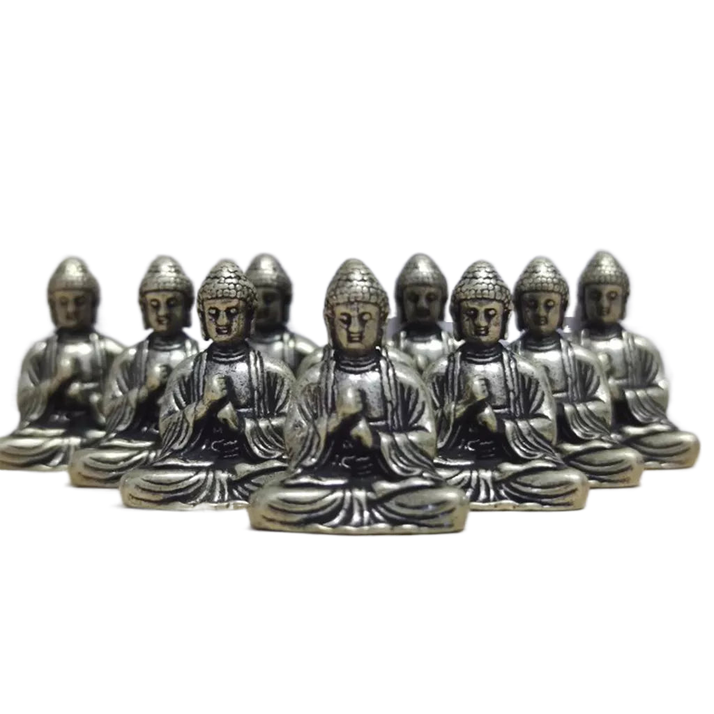Hjemix | 10 deler mini messing sittende Buddha statue figur for reise buddhisme tilbedelse hjem kontor skrivebord dekorasjon