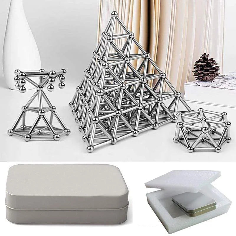 Hjemix | Magnetisk bygge leketøyssett med stenger og baller