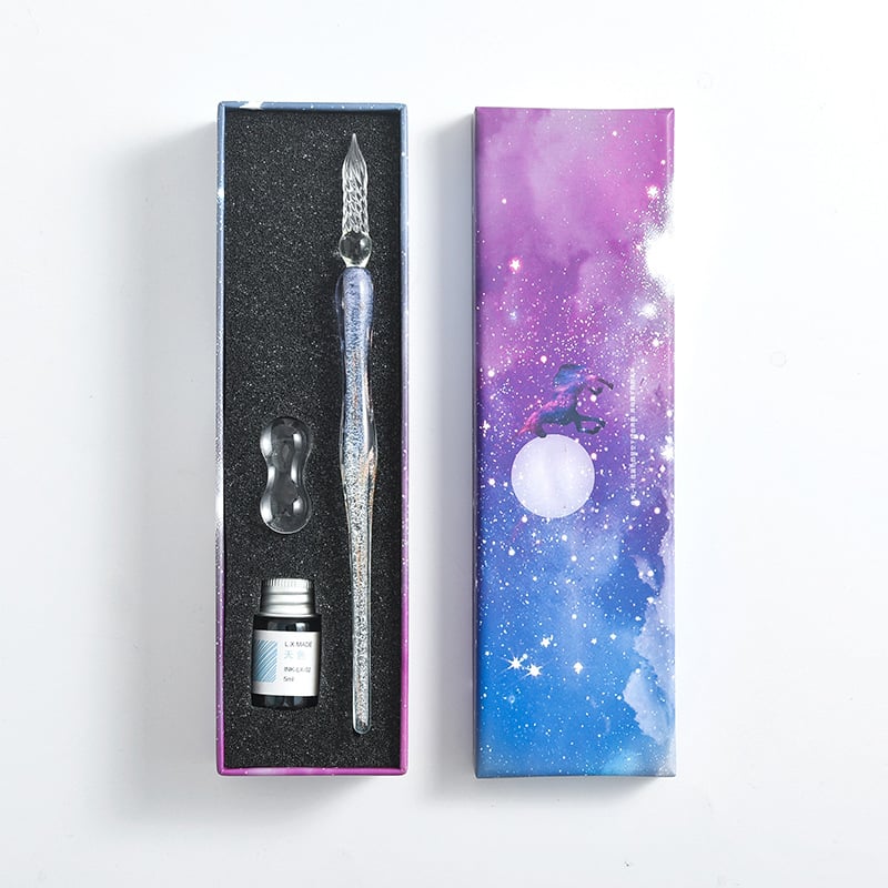 Hjemix | Kalligrafi Glass Dyp Penne Inks Sett