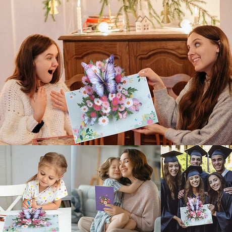 Hjemix | Livlig 3D Sommerfugl & Prestekråke Pop-Up Gratulasjonskort