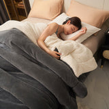 Hjemix | Solid tykk dobbelsidig fløyels kube teppe