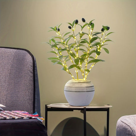 Hjemix | Belyst Oliventre LED Lampe – Moderne Dekor for Festlige Anledninger, Bryllup, Bursdager og Feststemning, Ideell for Spisebord, Skap eller Kafé Dekor