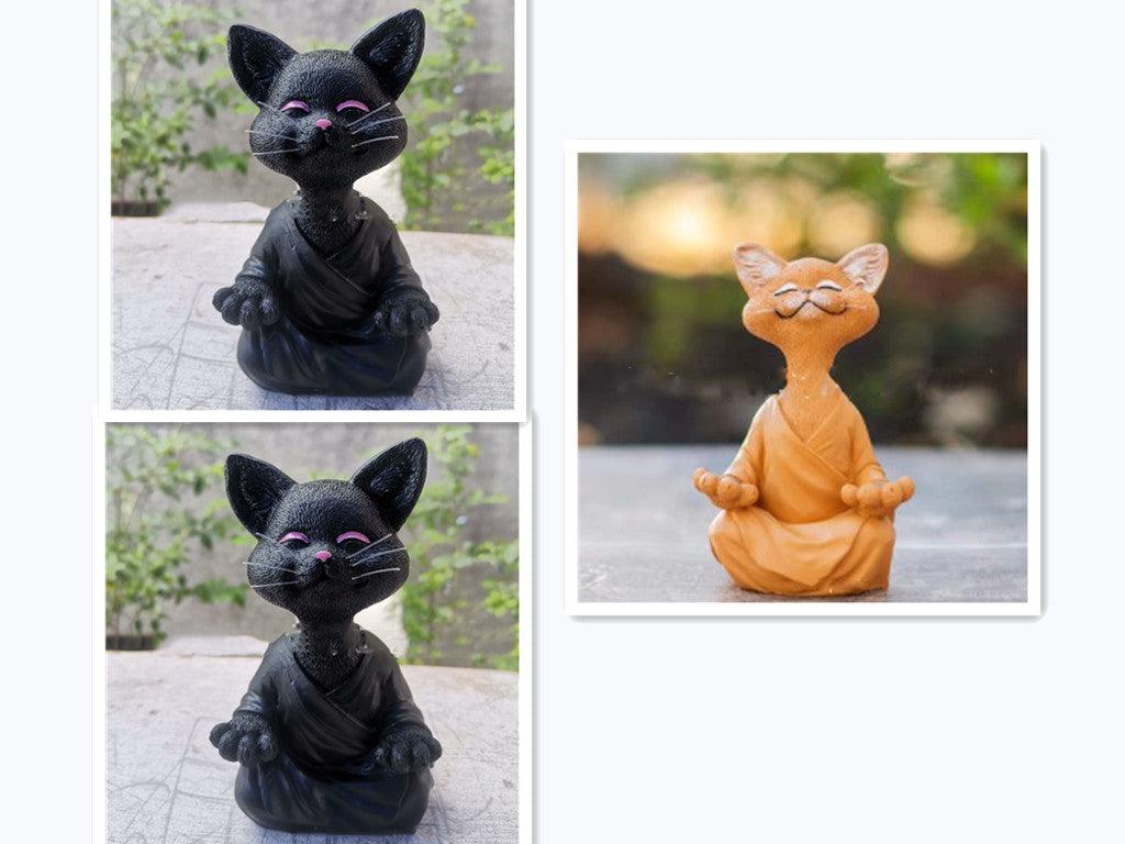 Hjemix | Lekker svart Buddha katt figur meditasjon yoga samleobjekt glad katt dekor hjem hagedekorasjon hageornament