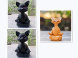 Hjemix | Lekker svart Buddha katt figur meditasjon yoga samleobjekt glad katt dekor hjem hagedekorasjon hageornament