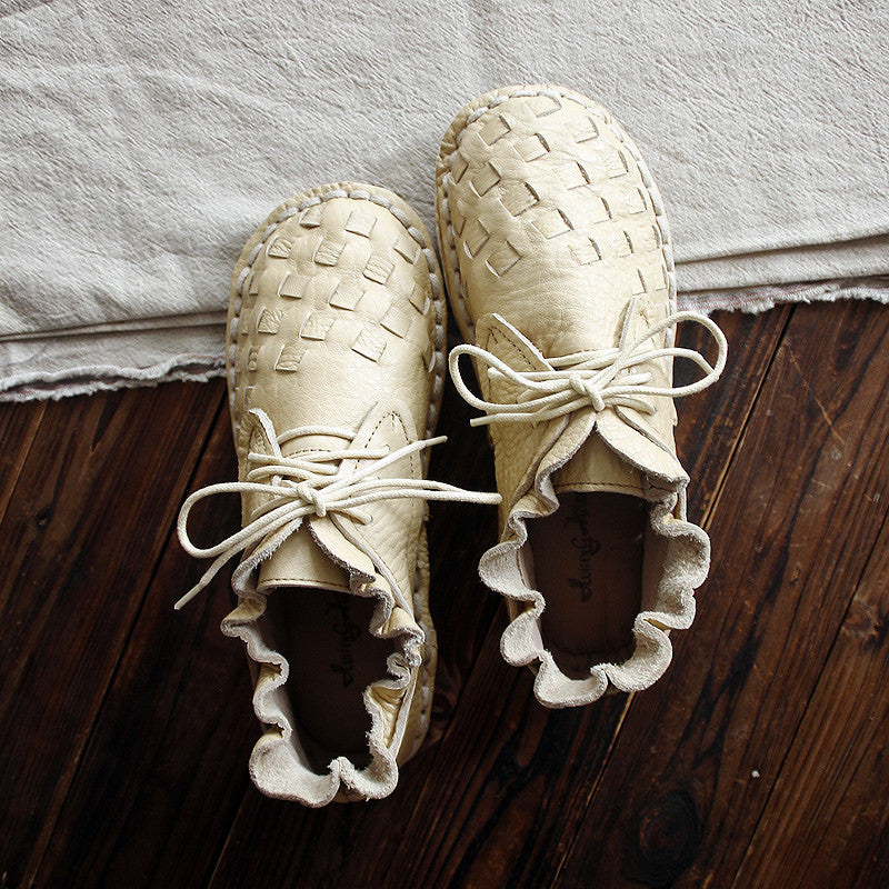 Hjemix | Retro Kunstnerisk Ekte Lær Kvinne Sko