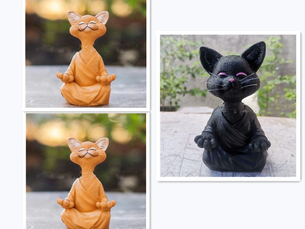 Hjemix | Lekker svart Buddha katt figur meditasjon yoga samleobjekt glad katt dekor hjem hagedekorasjon hageornament