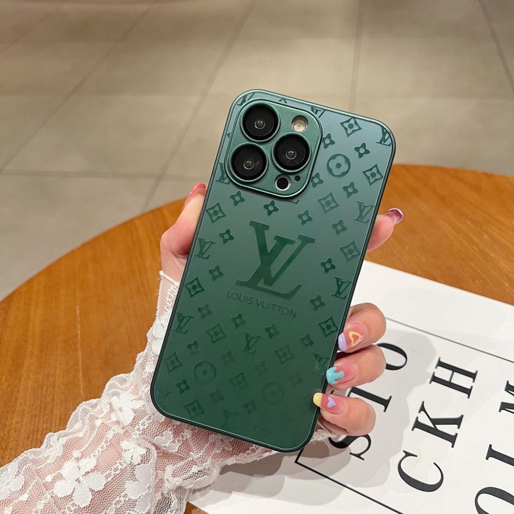 Hjemix | Luksuriøs Louis Vuitton Frosted Matte Etui for iPhone 13 / 14 / 15 Serie