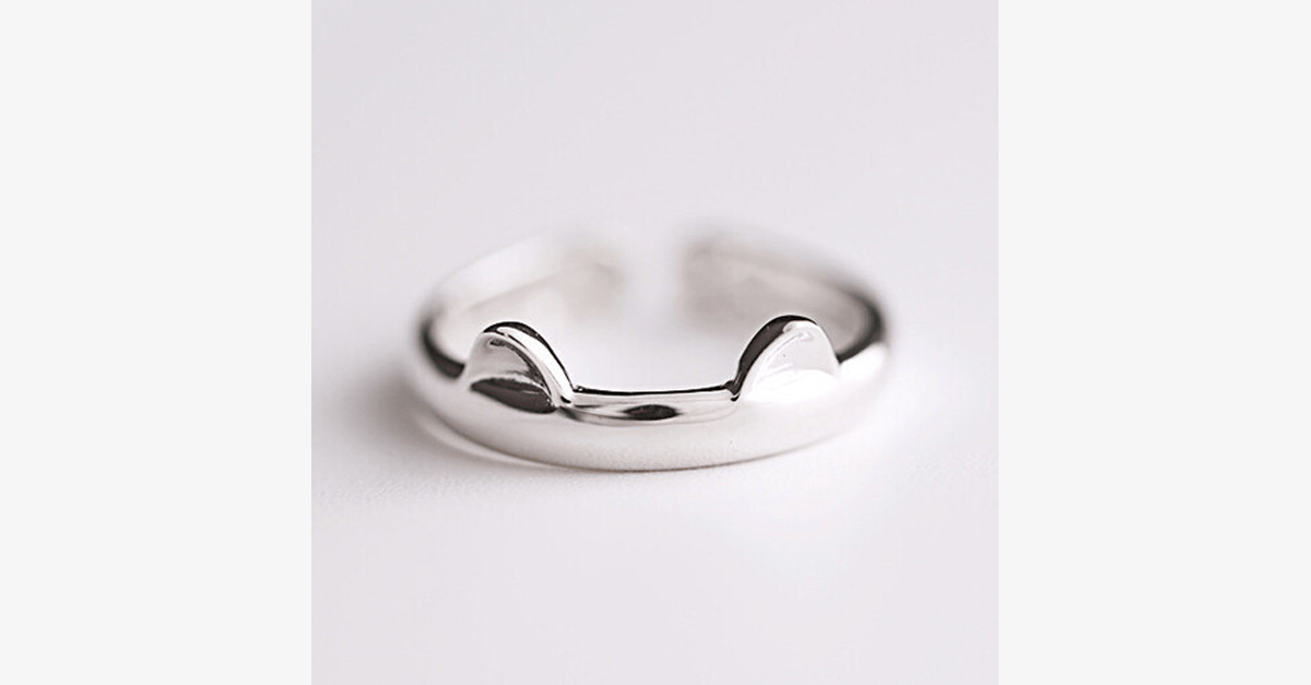 Hjemix | Kat Ring Motedesign Smykke - Rustfritt Stål Sølvbelegget Ring med Unik Design