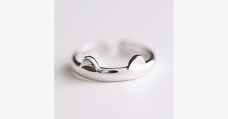 Hjemix | Kat Ring Motedesign Smykke - Rustfritt Stål Sølvbelegget Ring med Unik Design