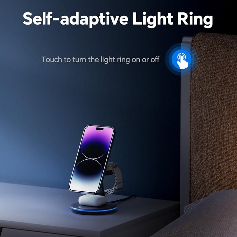 Hjemix | Sammenleggbar magnetisk 3-i-1 trådløs lader