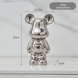 Hjemix | Fargerik Keramikk Bjørn Skulptur og Statue Sparegris Skrivebords Ornament