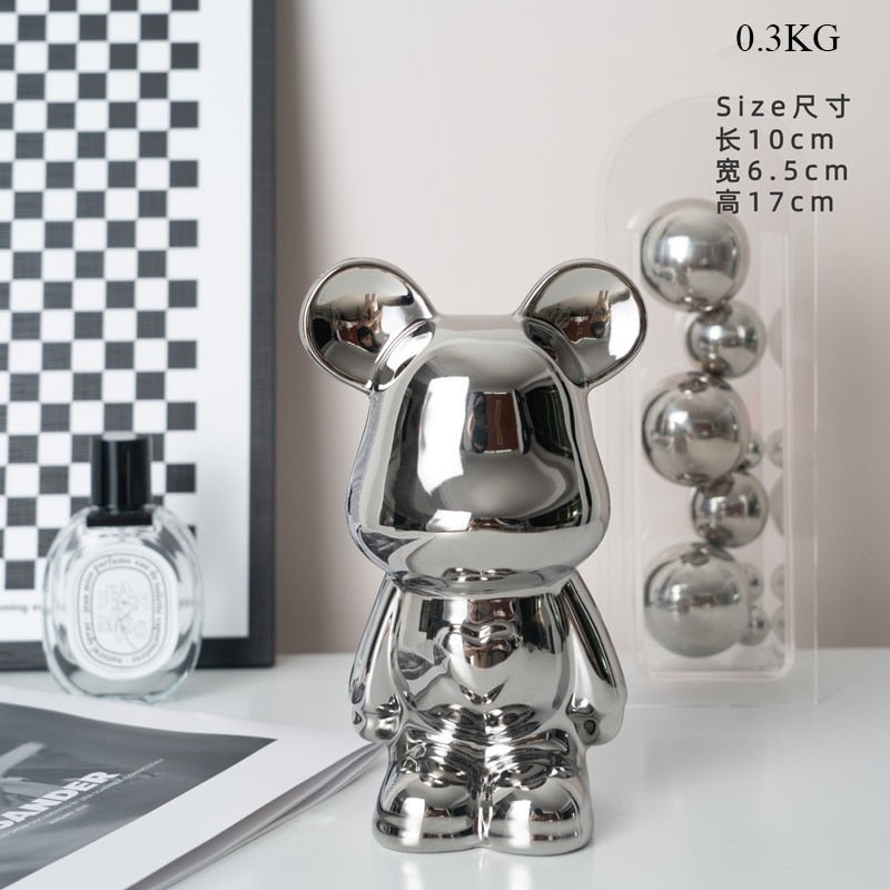 Hjemix | Fargerik Keramikk Bjørn Skulptur og Statue Sparegris Skrivebords Ornament