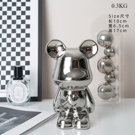 Hjemix | Fargerik Keramikk Bjørn Skulptur og Statue Sparegris Skrivebords Ornament