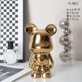 Hjemix | Fargerik Keramikk Bjørn Skulptur og Statue Sparegris Skrivebords Ornament