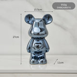 Hjemix | Fargerik Keramikk Bjørn Skulptur og Statue Sparegris Skrivebords Ornament