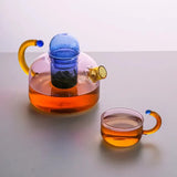 Hjemix | Kontrastfarget Glass Tekanne Sett – Stilig & Varmeresistent Design