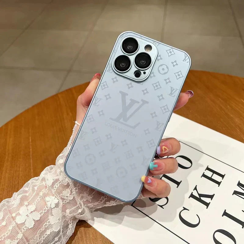 Hjemix | Luksuriøs Louis Vuitton Frosted Matte Etui for iPhone 13 / 14 / 15 Serie