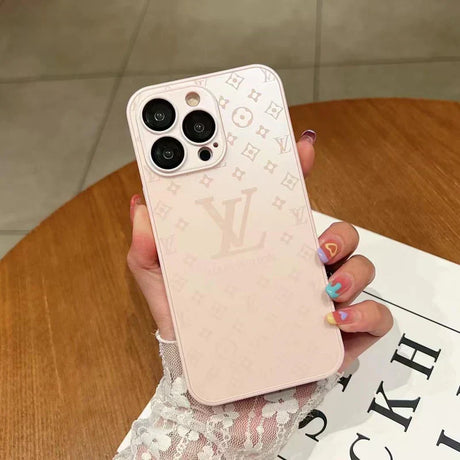 Hjemix | Luksuriøs Louis Vuitton Frosted Matte Etui for iPhone 13 / 14 / 15 Serie