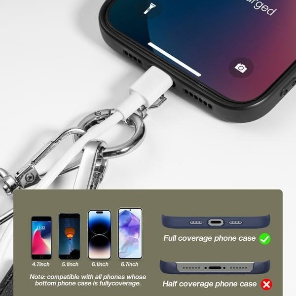 Hjemix | Justerbar telefon lanyard crossbody stropp med lommebok