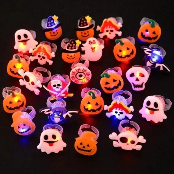 Hjemix | LED Lyskilde Halloween Glødende Ring - Sett med 50stk