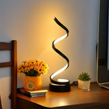 Hjemix | Modern Spiral Table Lamp – Kreativ LED Skrivebordslampe med Mild Varme Lys, Perfekt for Soverom, Stue, og Studie Dekor
