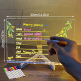 Hjemix | USB LED Notatbrett med 12 Fargede Penner - Lys Meldingsbrett for Kontor & Hjem