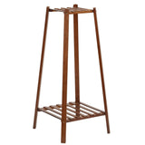 Hjemix | 2 Tier Høy Plante Stativ Pottholder Lite Rom Bord Hage Blomsterpotte Brun