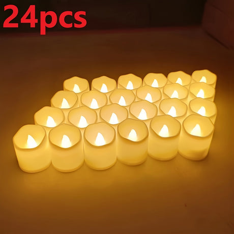 Hjemix | 24/50/100 Pakke flammefrie LED-lys – batteridrevne flimrende tealights, røkfrie og romantiske for bryllup og forlovelser