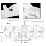Hjemix 3D LED Veggklokke | Moderne Digital Klokke | Dimmbar LED Lys | Stilfull Veggdekor