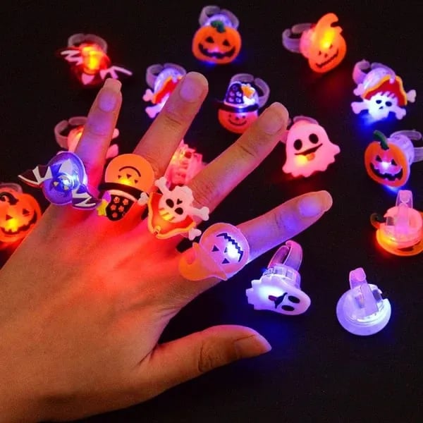 Hjemix | LED Lyskilde Halloween Glødende Ring - Sett med 50stk