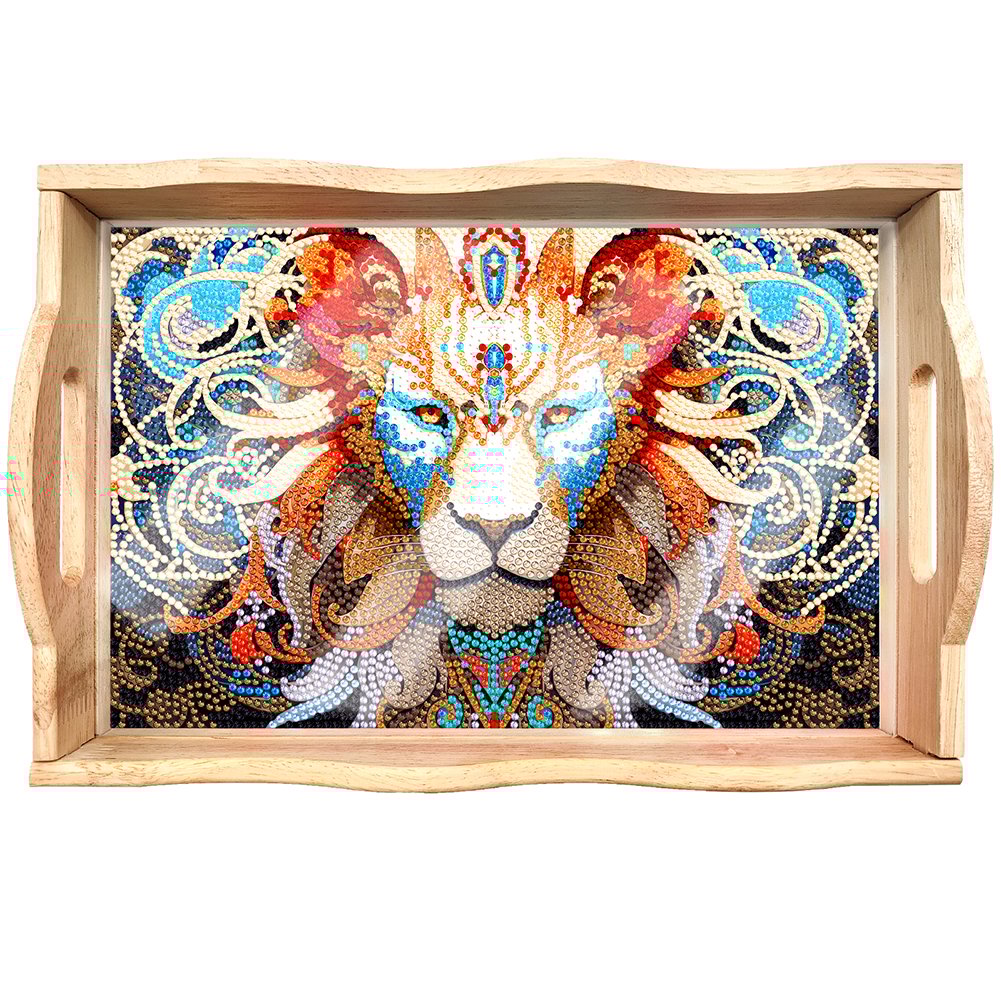 Hjemix | DIY Diamant Maleri Trebrett Matbrett med Håndtak Stue Dekorasjon Mandala Trebrett Sett