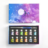 Hjemix | Kalligrafi Glass Dyp Penne Inks Sett