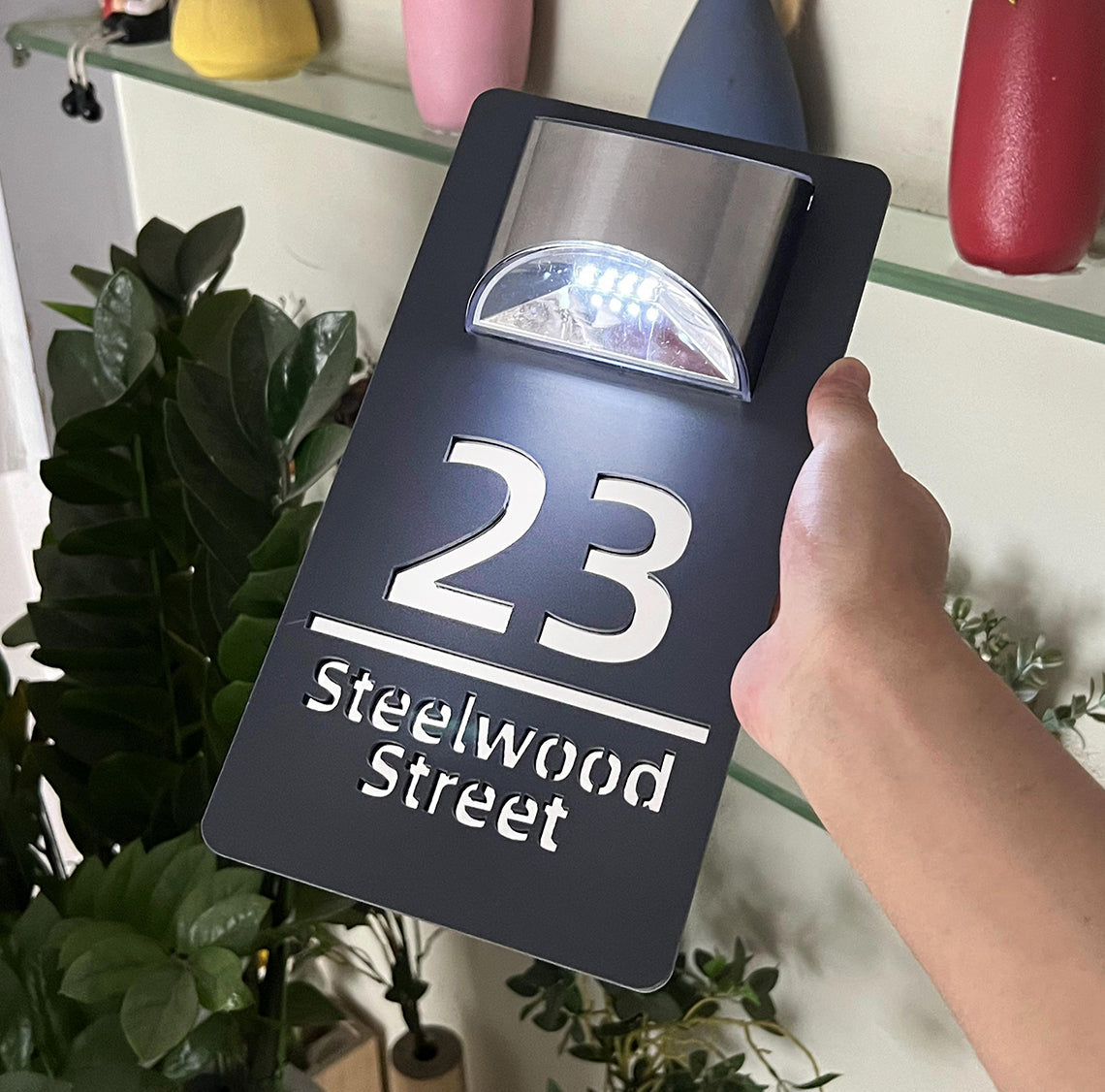 Personliggjorte Solar LED Lys Husnummer Skilt