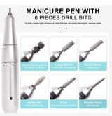 Hjemix | Profesjonell 45000RPM bærbar elektrisk neglefil med oppladbart batteri | Lavt støynivå for manikyr