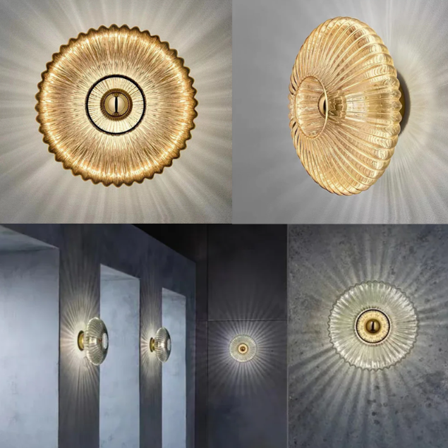 Hjemix | NimbusFlux - Glassvegglampe med bølgete lys