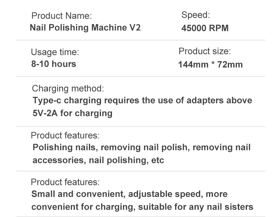 Hjemix | Profesjonell 45000RPM bærbar elektrisk neglefil med oppladbart batteri | Lavt støynivå for manikyr