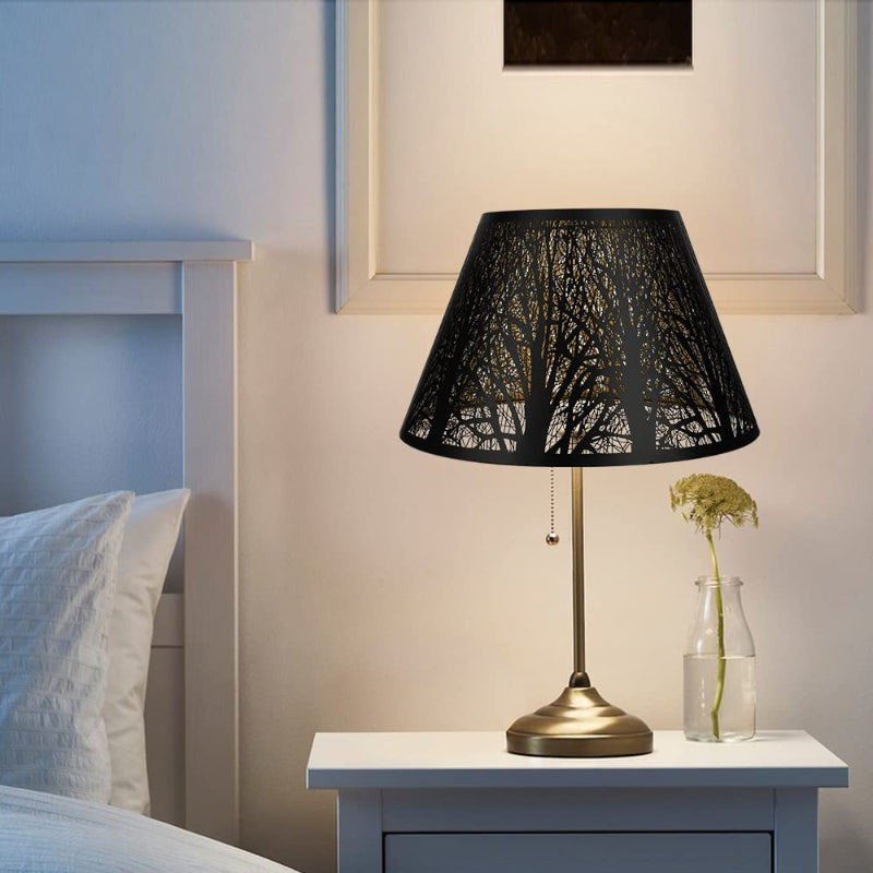 Hjemix | Medium lampeskjerm, fat stoff lampeskjerm for bordlampe og gulvlampe, 7x13x7.8 tommer, naturlig ventilert lin, håndlaget, edderkopp (hvit)