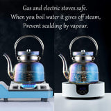 Hjemix | 50 Oz(1500Ml) Glass Teapot with Lid, Removable Stainless Steel Tea Strainer and Handle, Stovetop Safe Tea Maker for Blooming and Loose Leaf Tea (Iridescent)