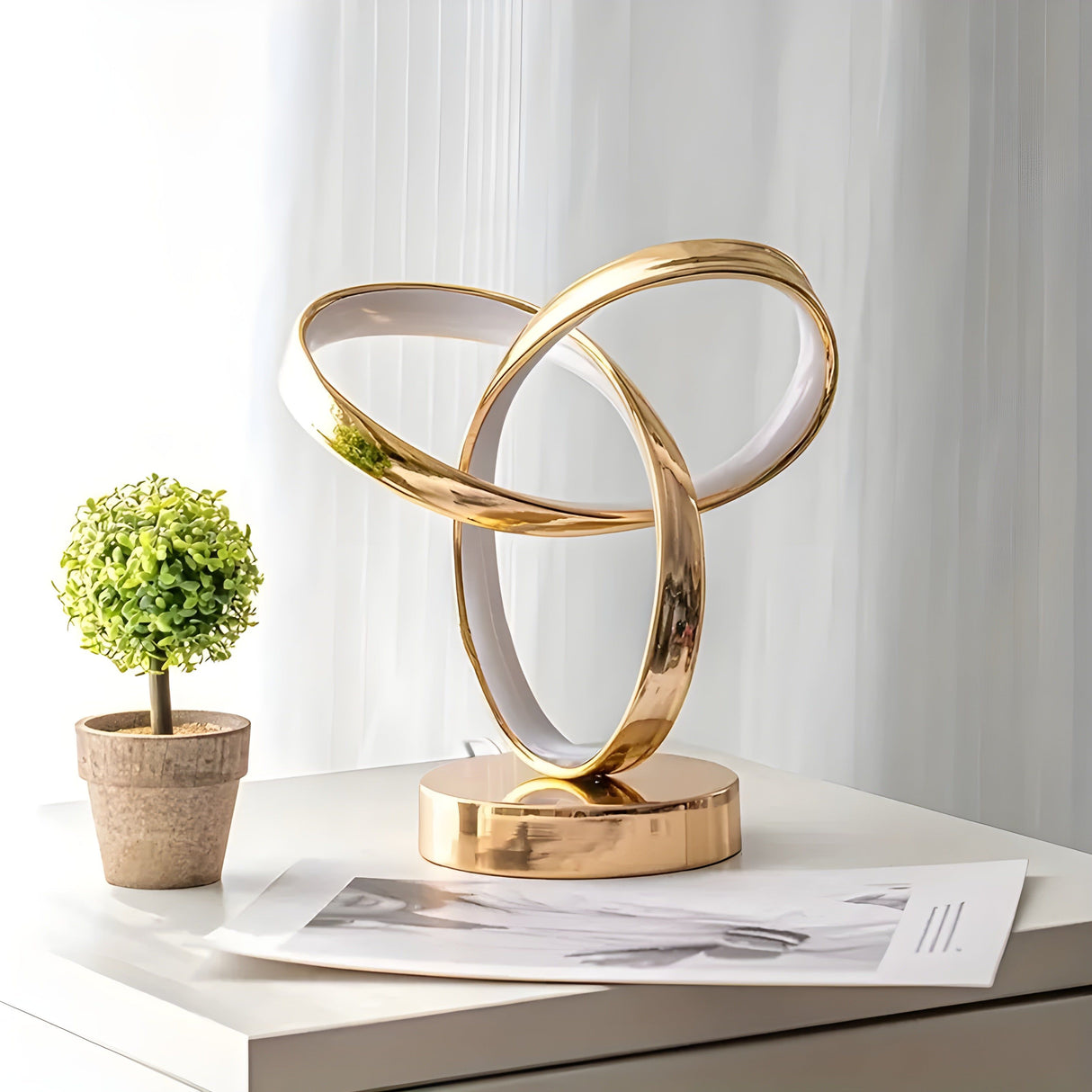 Hjemix | Lampe - Luksus Gull Möbius Ring Skrivebords Leselampe