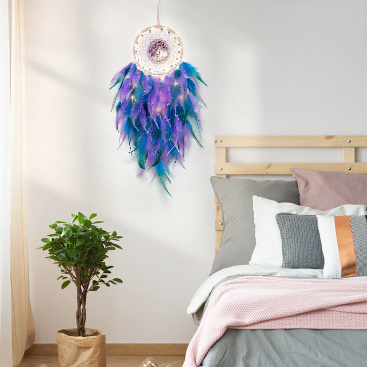 Hjemix | Frendorf Krystall Livets Tre Fjær Glød Drømmefanger