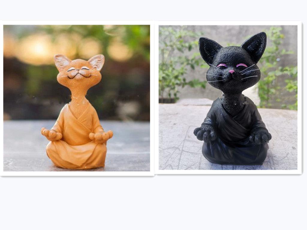 Hjemix | Lekker svart Buddha katt figur meditasjon yoga samleobjekt glad katt dekor hjem hagedekorasjon hageornament