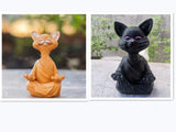 Hjemix | Lekker svart Buddha katt figur meditasjon yoga samleobjekt glad katt dekor hjem hagedekorasjon hageornament