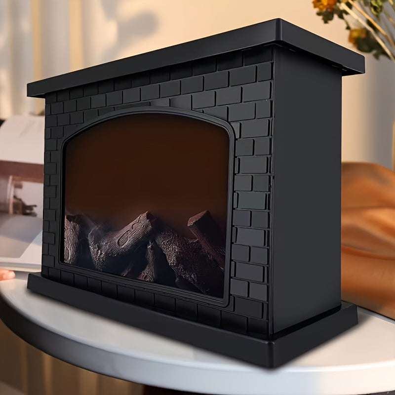 Hjemix | Koselig rektangulær peis lantern lykt lampe - Realistisk simulasjonsflamme lys