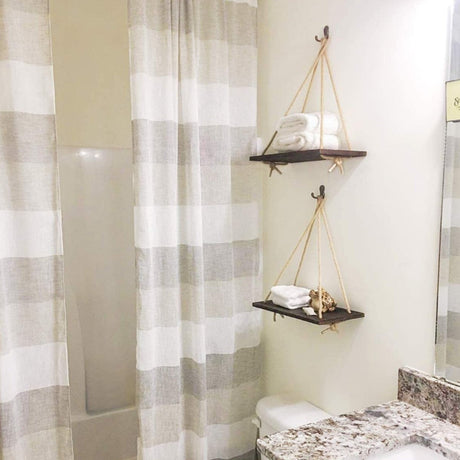 Hjemix | Skandinavisk Tre Hengehyllen - Minimalistisk Flytende Vegghylle med Snor