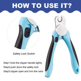 Hjemix | Rustfritt Stål Kjæledyr Negl Klippere med Sikkerhetsbeskyttelse og Gratis Neglefil - Perfekt for Middels og Store Hunder