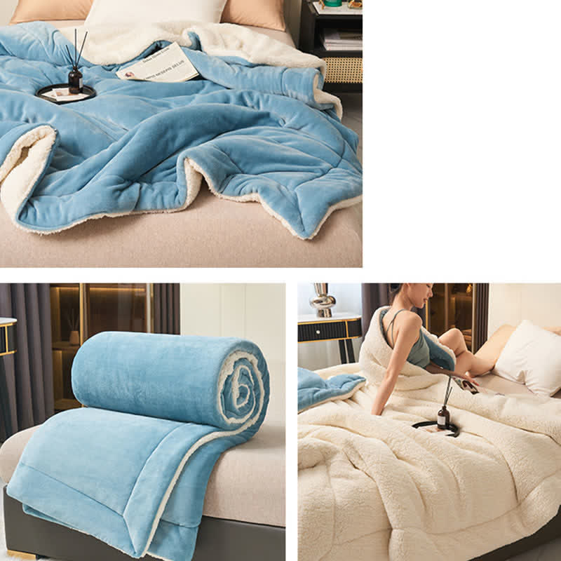 Hjemix | Solid tykk dobbelsidig fløyels kube teppe