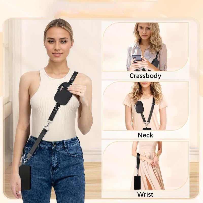 Hjemix | Justerbar telefon lanyard crossbody stropp med lommebok