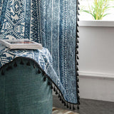 Hjemix | Blå geometrisk mønster lysfiltrerende gardin